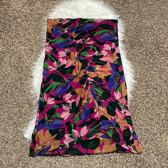 Diane Von Furstenberg Christy Ruched Floral Stretch-Mesh Skirt - Picture 4 of 10